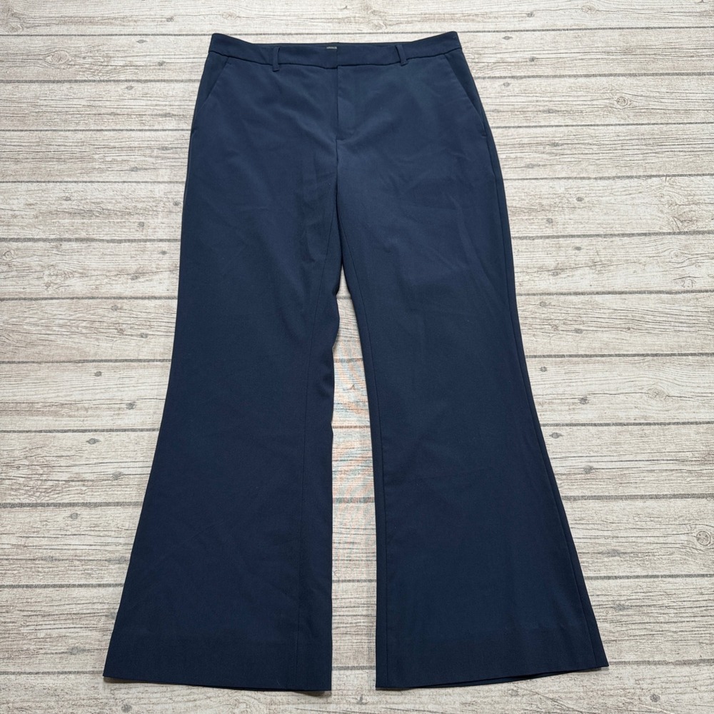 Banana Republic Dress Pants Womens 10 Navy Blue Sculpted Stretch Wide Leg Formal